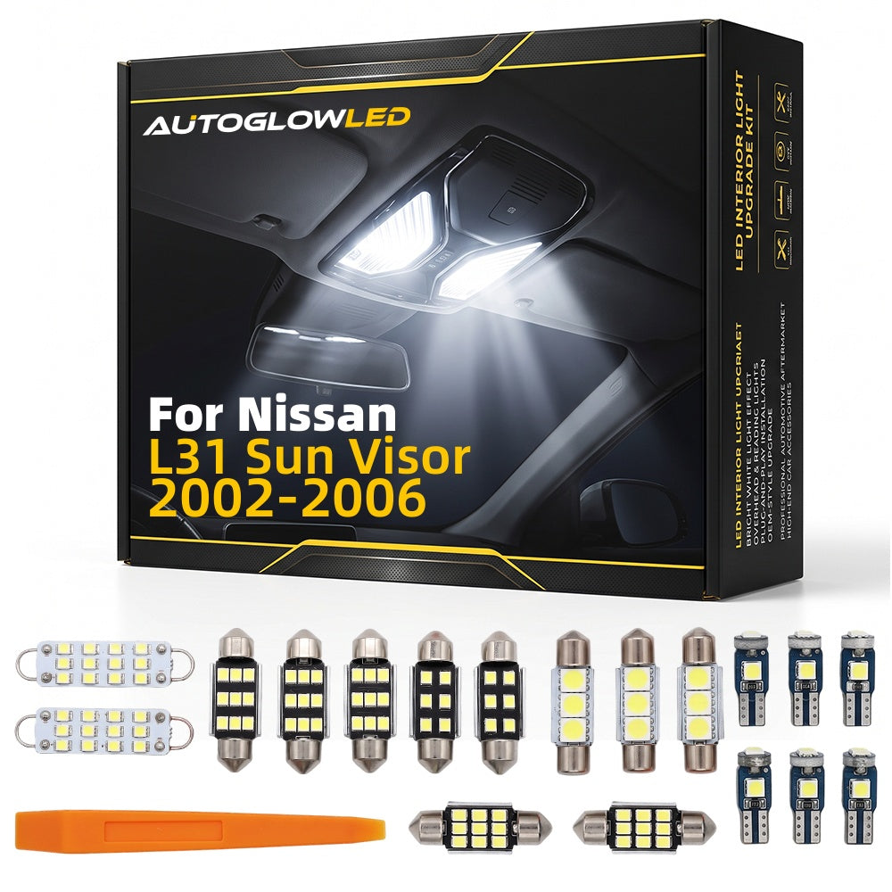 For Nissan L31 Sun Visor 2002-2006 0-Piece LED Interior Light Kit Canbus Error Free | AUTOGLOWLED