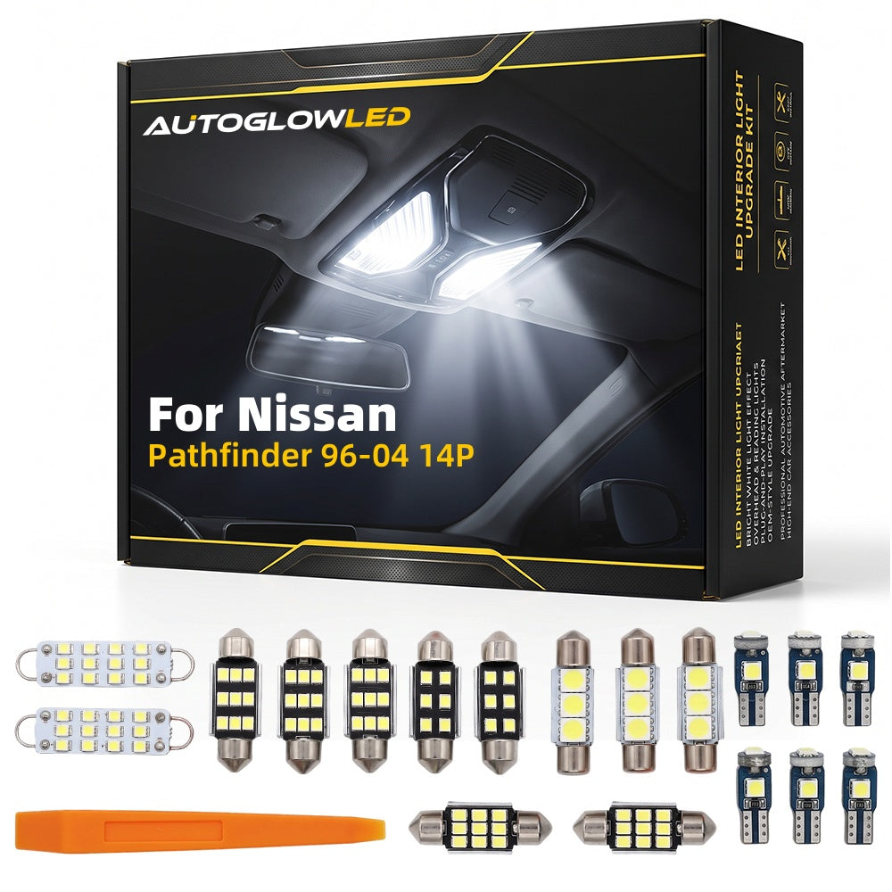 For Nissan Pathfinder 96-04 14P LED Interior Light Kit Canbus Error Free Dome Map Trunk Footwell Door | AUTOGLOWLED