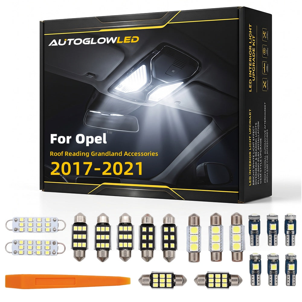For Opel Roof Reading Grandland Accessories 2017-2021 0-Piece LED Interior Light Kit Canbus Error Free | AUTOGLOWLED