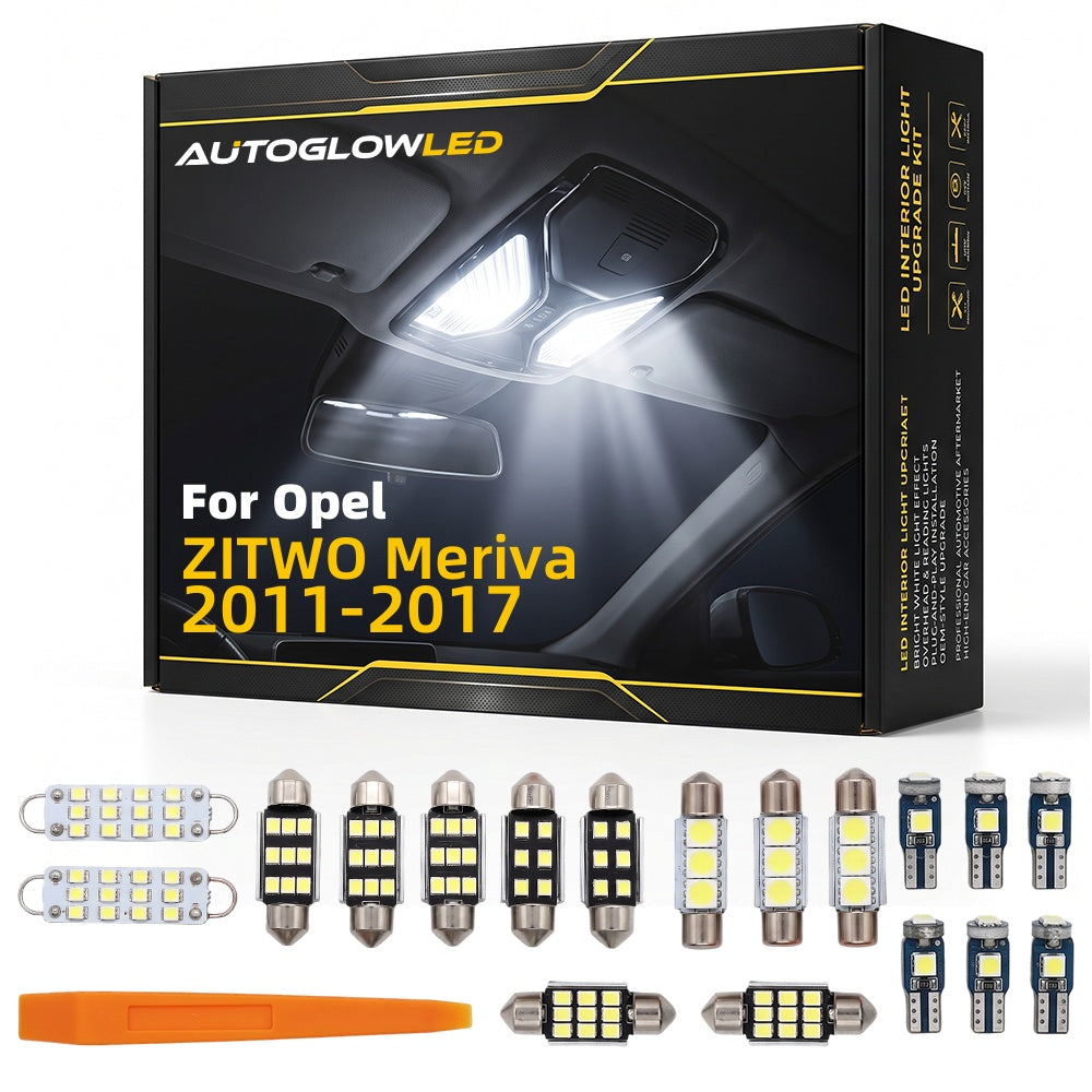 For Opel ZITWO Meriva 2011-2017 LED Interior Light Kit Canbus Error Free Dome Map Trunk Footwell Door | AUTOGLOWLED