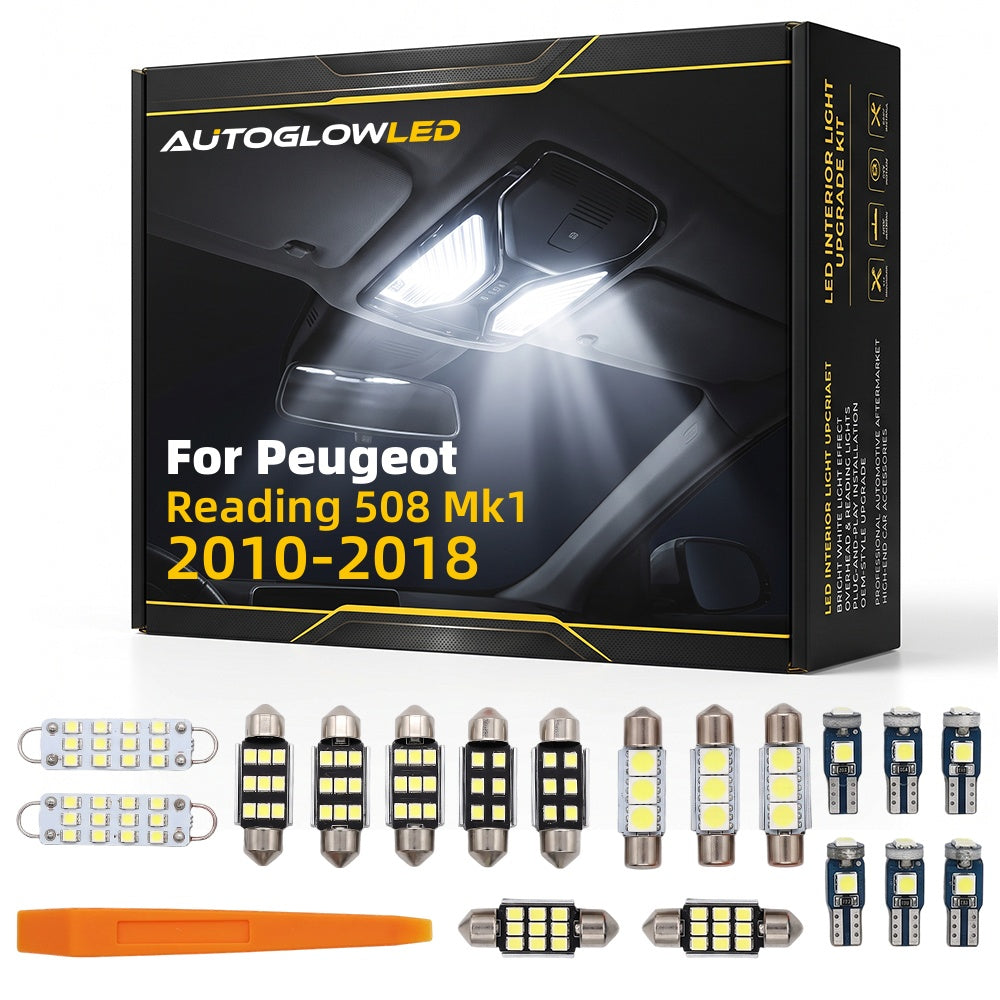 For Peugeot Reading 508 Mk1 2010-2018 LED Interior Light Kit Canbus Error Free Dome Map Trunk Footwell Door | AUTOGLOWLED
