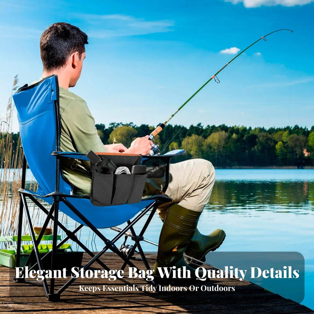 Chair Armrest Storage Bag Water Bottle Holder Camping Chair Side Pockets Large - Automotive LED Light