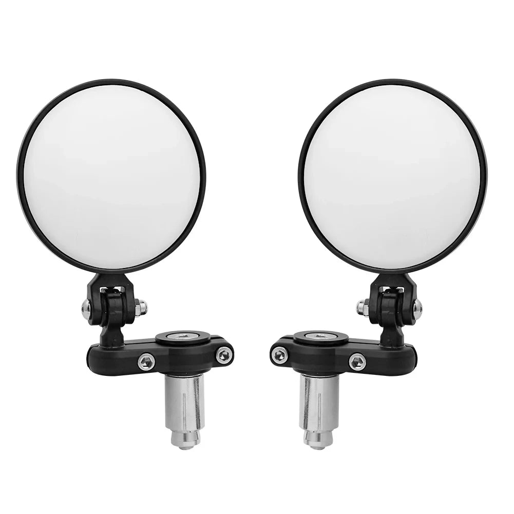Motorcycle 7/8" 22mm Universal Round Mirrors Handlebar Wing Foldable Mirrors Aluminum Black Hand - Automotive LED Light
