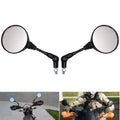 Motorcycle Black Universal 10mm Side Mirror Rearview Mirror Anti-fall Folding Round Mirror - Automotive LED Light