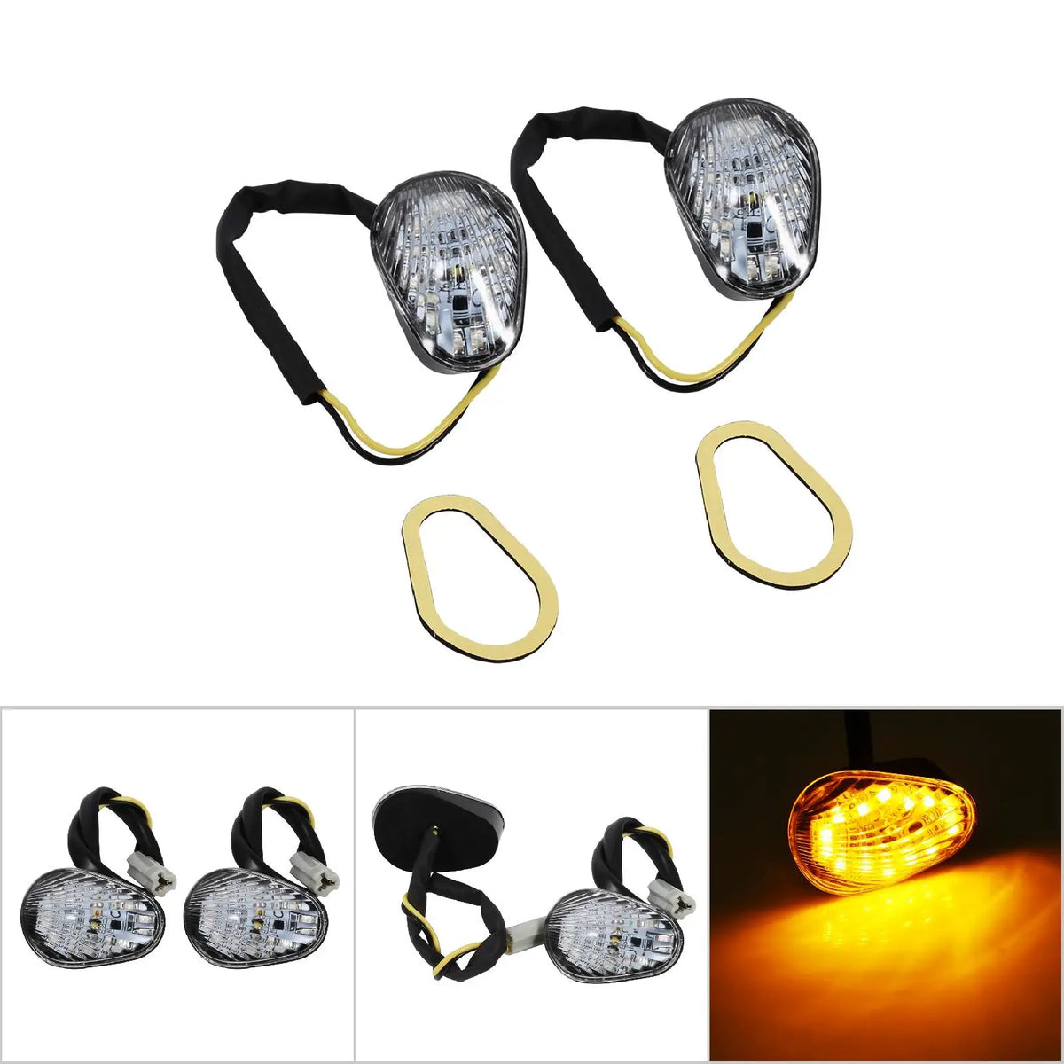 1 Pair Amber LED Turn Signal Light Indicator Lamp Flush Mount For Yamaha YZF R1  for R6S R1 R6 - LED Motorcycle Light