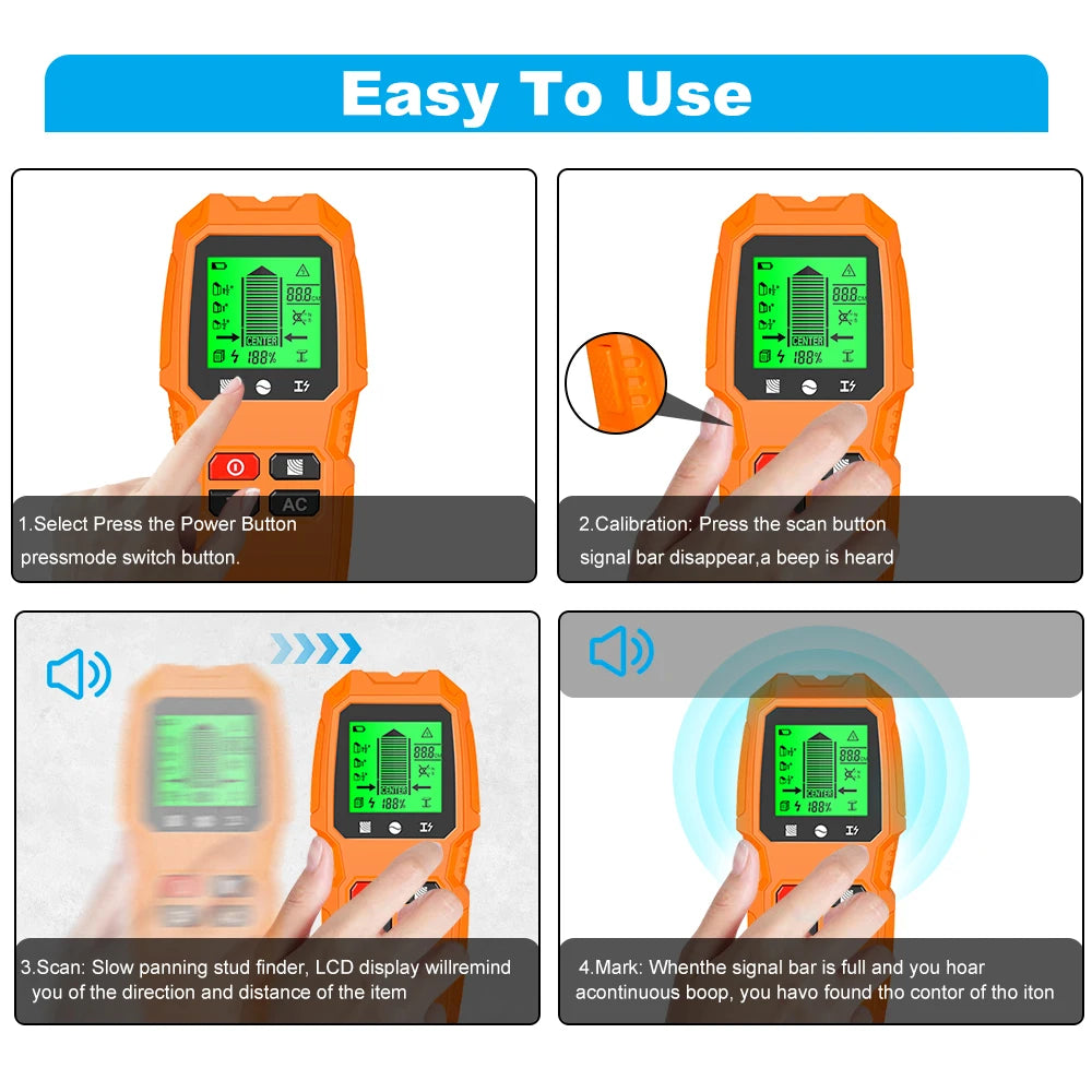 Wall Scanner 7 in 1 LCD Electronic Detector Metal Detector Testing Tools High Sensitivity Wall S - Automotive LED Light