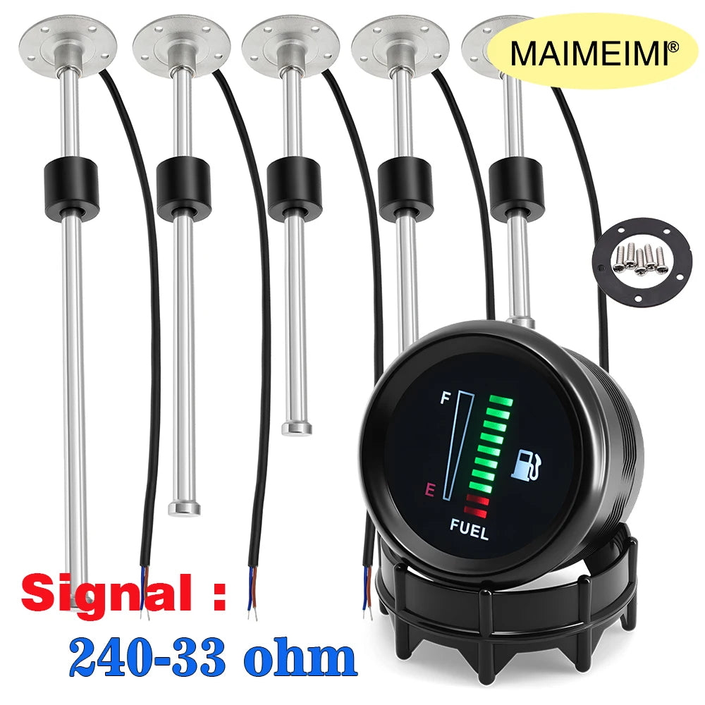 10 LED Car Boat Fuel Level Meter For 240-33ohm Fuel Level Sensor 52mm Ultra Thin Auto Benzine Me - Automotive LED Light