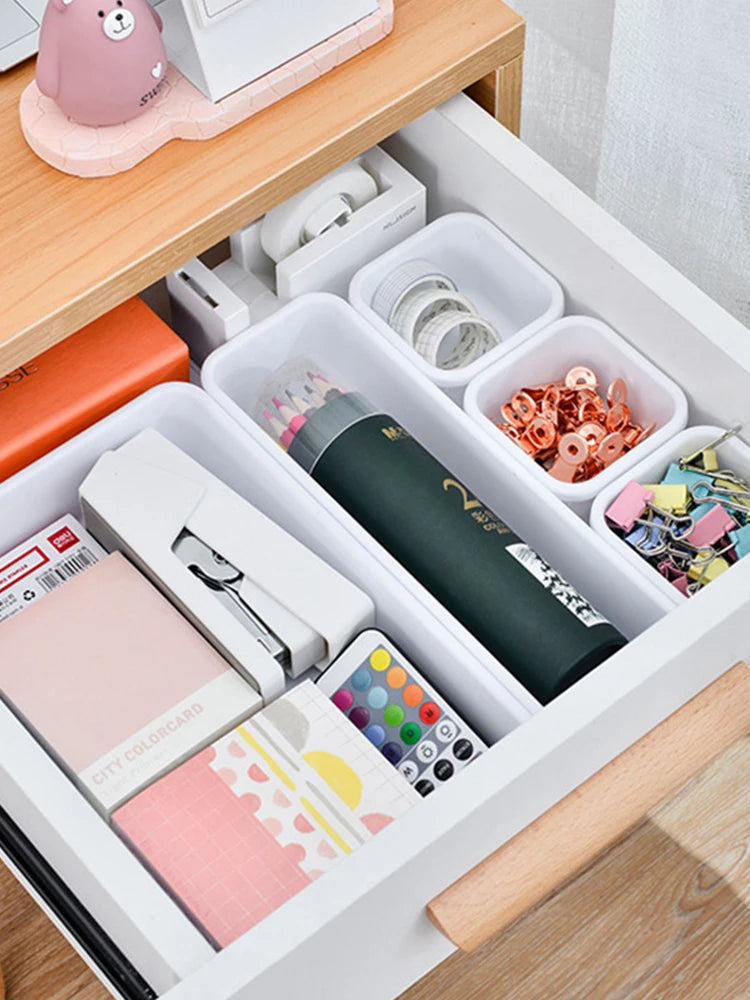 Storage Drawer Storage Box 8pc/set Make Up Organizer Box Kitchen Bathroom Storage Trays Closet C - Automotive LED Light