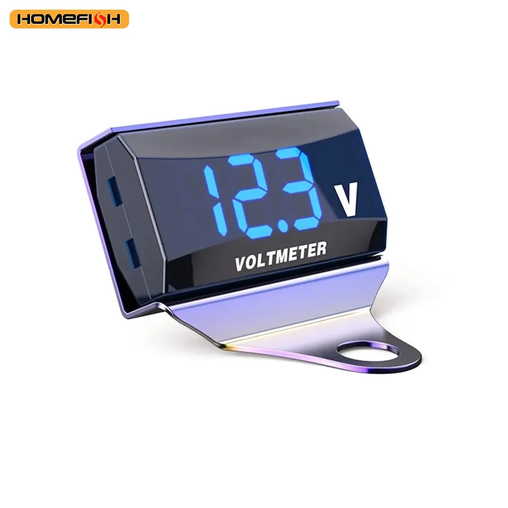 LED Display Waterproof Voltage Tester Battery Moniter Gauge with Bracket Motorcycle DC 10-150V D - Automotive LED Light