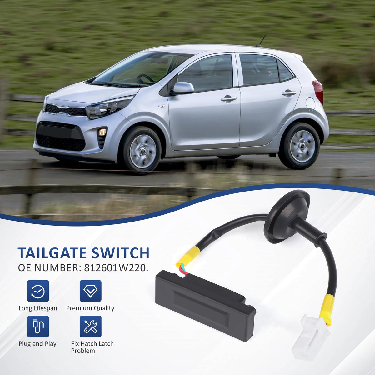 81260-1W220 Rear Hatch Liftgate Tailgate Latch Trunk Lock Lid Switch Button For Kia Rio Kia Prid - Automotive LED Light