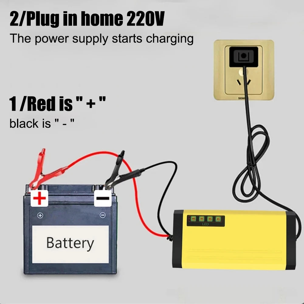 12V 2A Car Battery Charger 220V Power Puls Repair Charger Wet Dry Lead Acid Battery LED Display  - Automotive LED Light