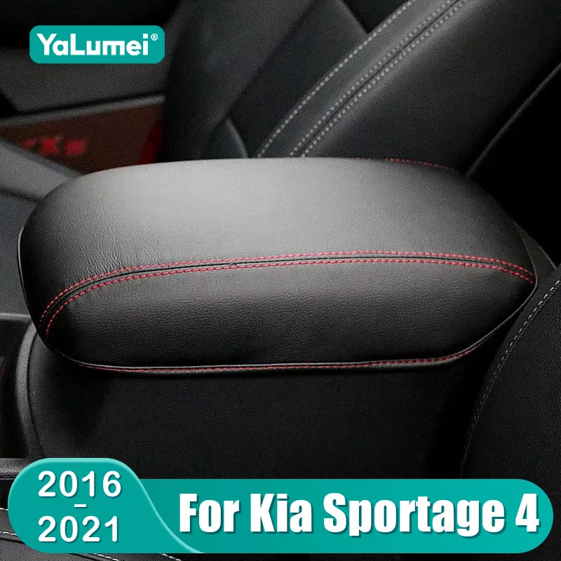 For Kia Sportage 4 QL 2016 2017 2018 2019 2020 2021 PU Leather Car Armrests Storage Box Protect  - Automotive LED Light