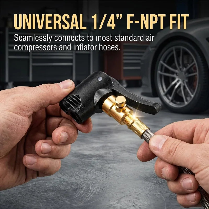 Metal Air Chuck Durable Universal 2-in-1 Bicycle Pump Nozzle Adapter Valve Connector for Car Mot - Automotive LED Light