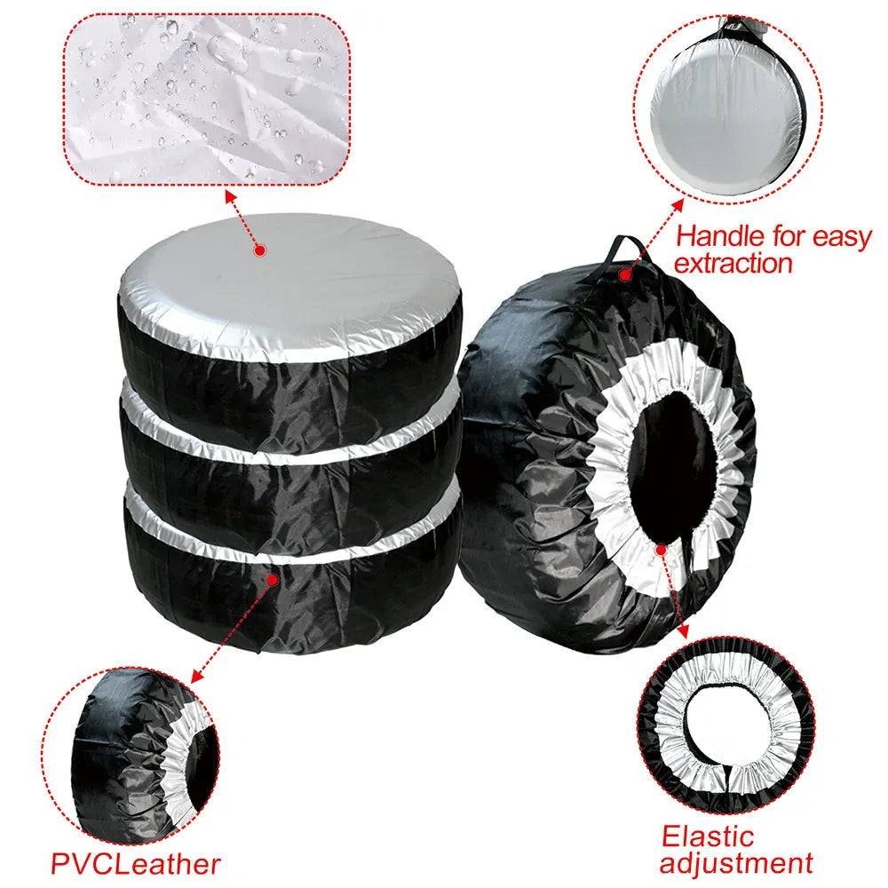 Fit 13-19inch 19-23inch Tyre Spare Storage Bags Car SUV Spare Tire Cover Case White Tire Wheel P - Automotive LED Light