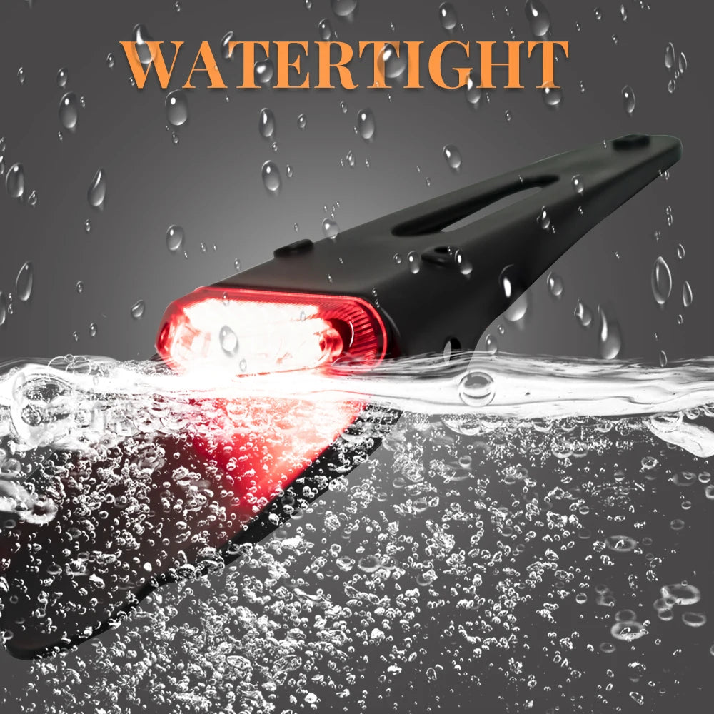 For Enduro Off-Road Bike Motorcycle Rear Fender License Plate Bracket 12V Moto LED Taillight Bra - LED Motorcycle Light