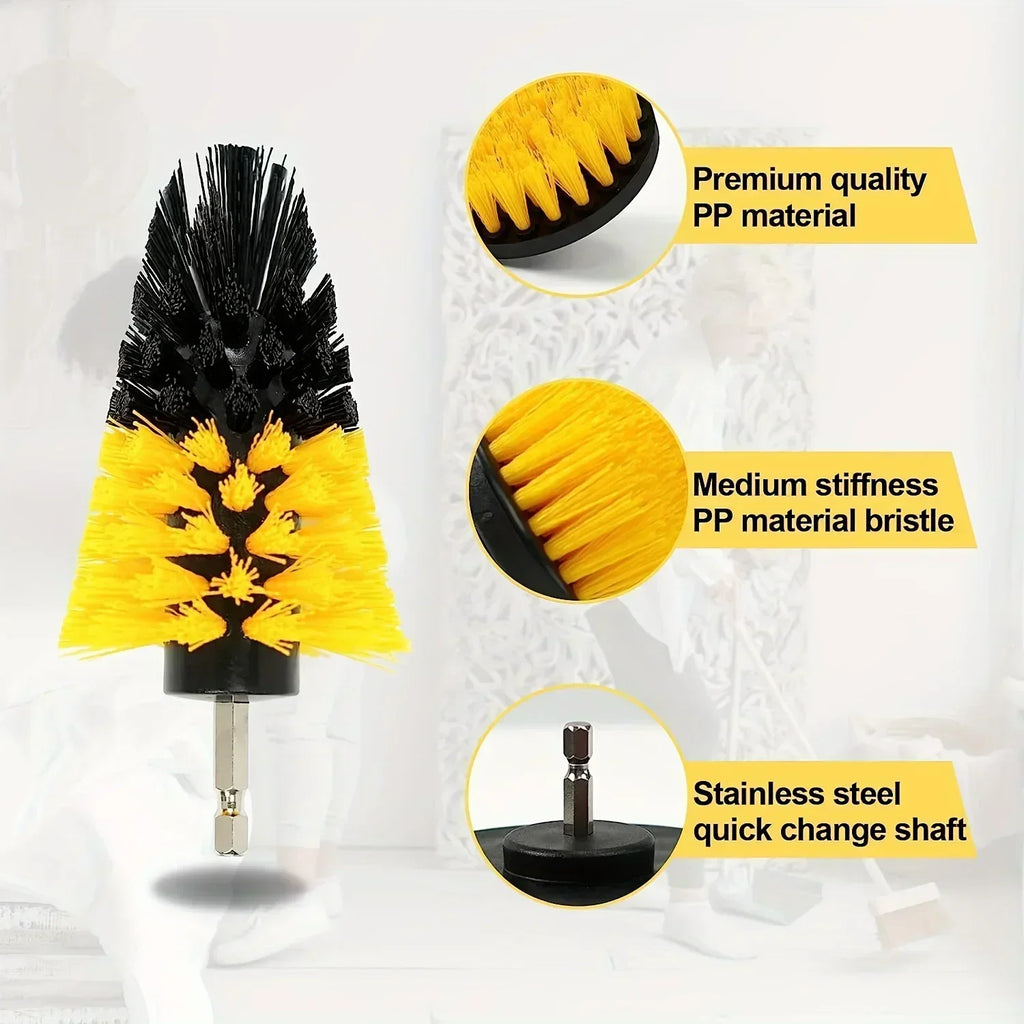 7-Piece Drill Brush Attachment Set, Cleaning Brush Tool Kit, Multi-Purpose Drill Brush with Exte - Automotive LED Light