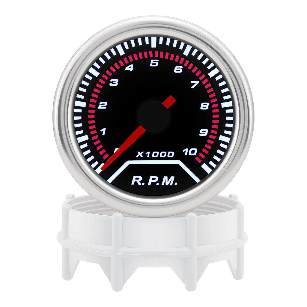 52mm Tachometer 10k rpm Meter Gauge Digital Speedmeter with White Backlight White Chrome Bezel f - Automotive LED Light