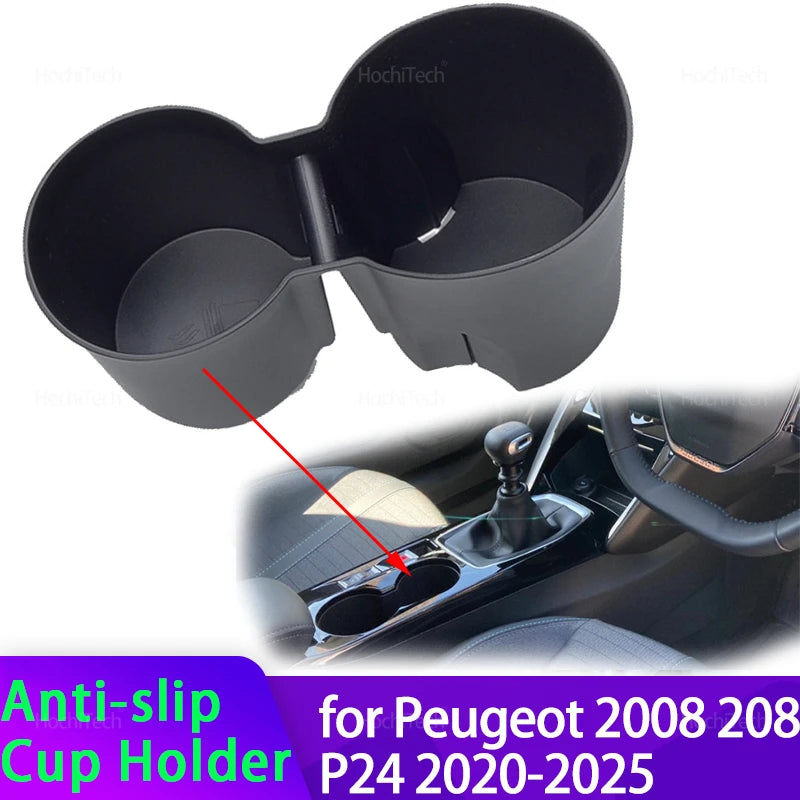 For Peugeot 2008 208 P24 2020-2025 Anti-Slip Storage Box Water Cup Holder Anti D for Peugeot P24 2020-2025 - Automotive