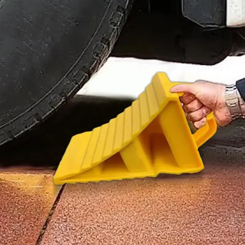 Car Trailer Wheel Chock Anti-slip Vehicle Truck Tire Stop Block with Handles Parking Wedges Car  - Automotive LED Light