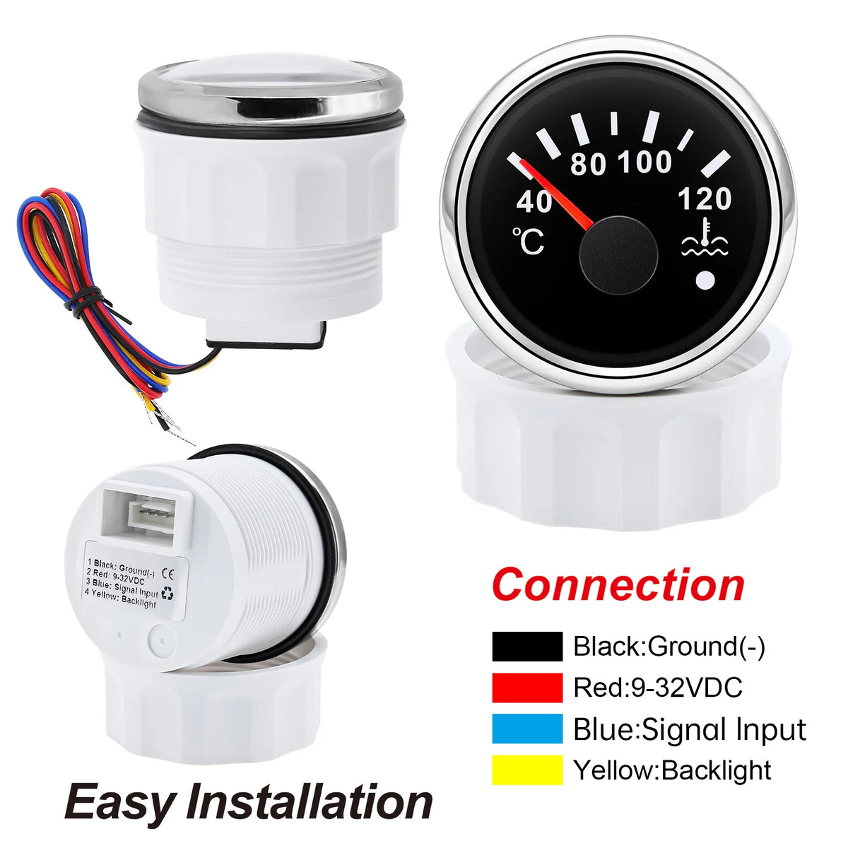High Quality 52 mm 40~120 Celsius Boat Car Digital Water Temperature Gauge Auto Car Water Temp M - Automotive LED Light