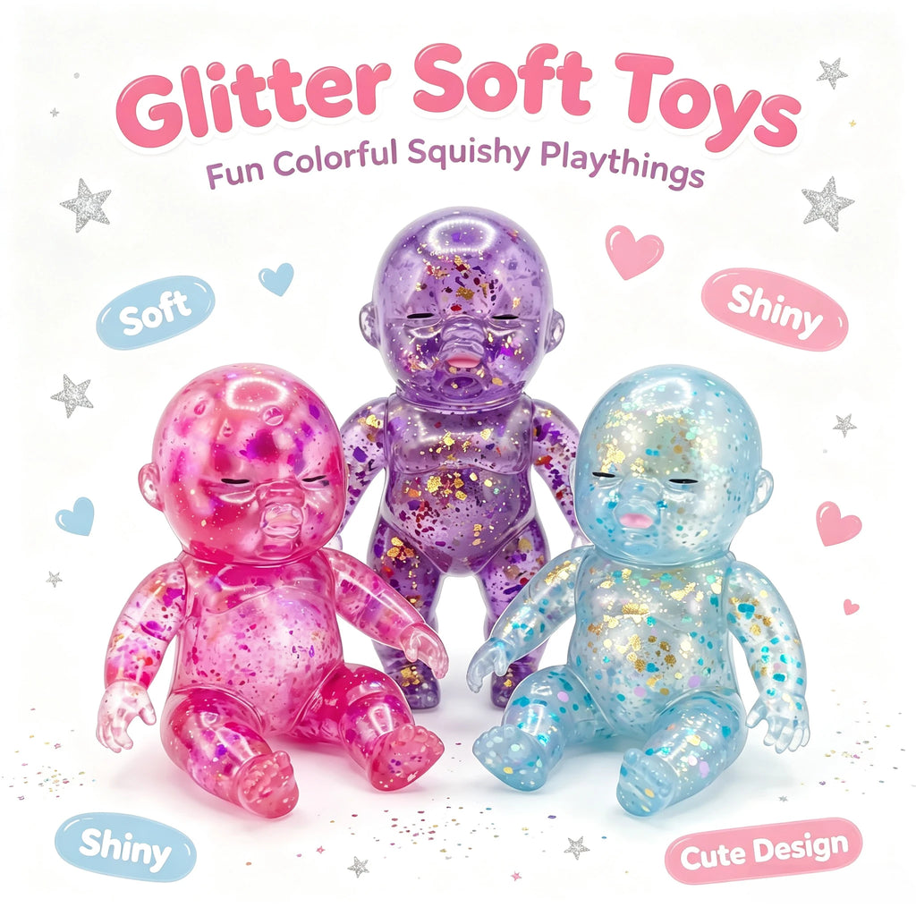 Stress Anxiety Relief 1pc Glitter Silicone Baby Squeeze Toys Slow Rebound Fidget Toys Soft Satis - Automotive LED Light