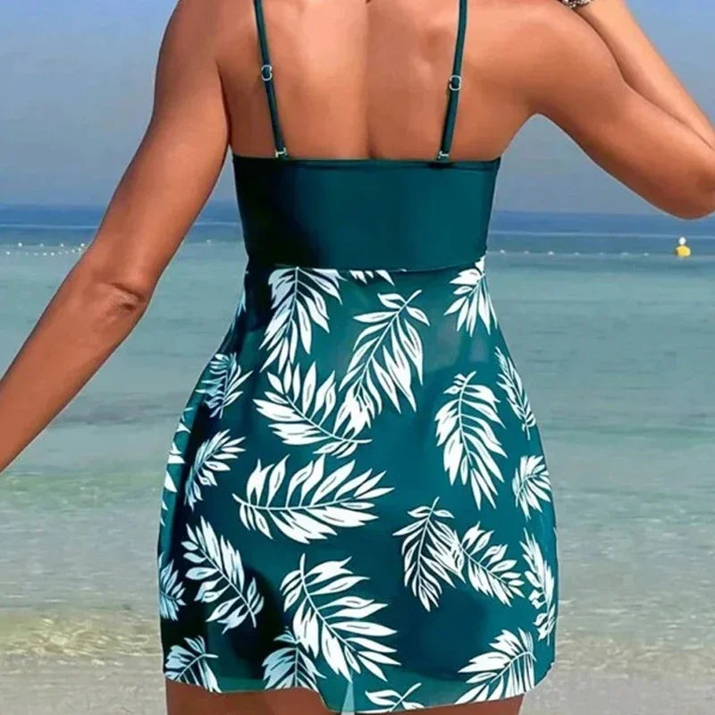 2024 Summer Short Dress Split Swimsuit Women's Sexy Fashion High Waist Swimsuit Thickened Mesh P - Automotive LED Light
