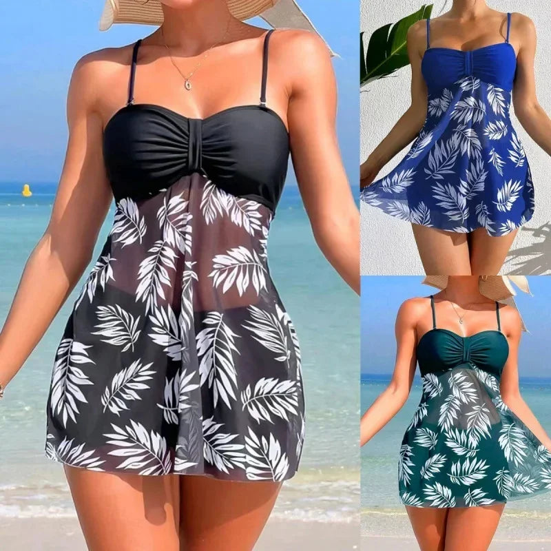 2024 Summer Short Dress Split Swimsuit Women's Sexy Fashion High Waist Swimsuit Thickened Mesh P - Automotive LED Light