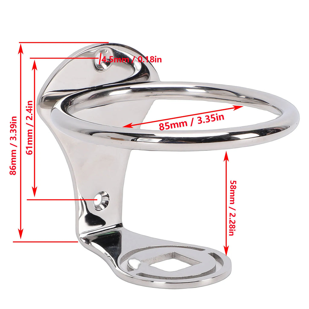 Stainless Steel Boat Ring Cup Drink Holder Universal Drinks Holders 85mm For Marine Yacht Truck  - Automotive LED Light
