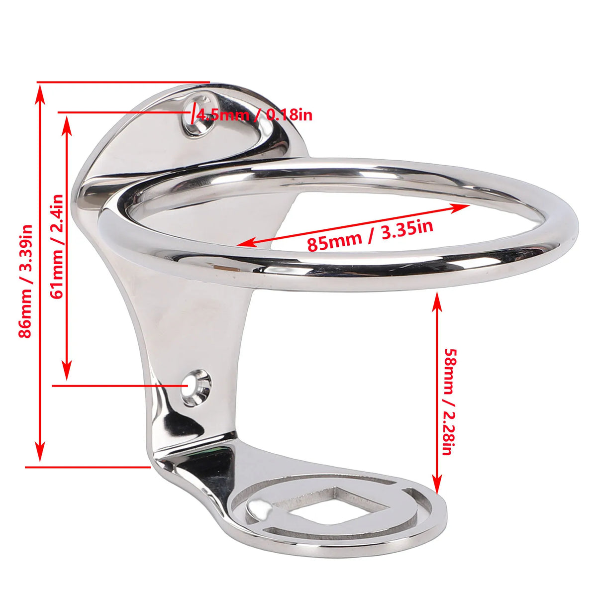 Stainless Steel Boat Ring Cup Drink Holder Universal Drinks Holders 85mm For Marine Yacht Truck  - Automotive LED Light