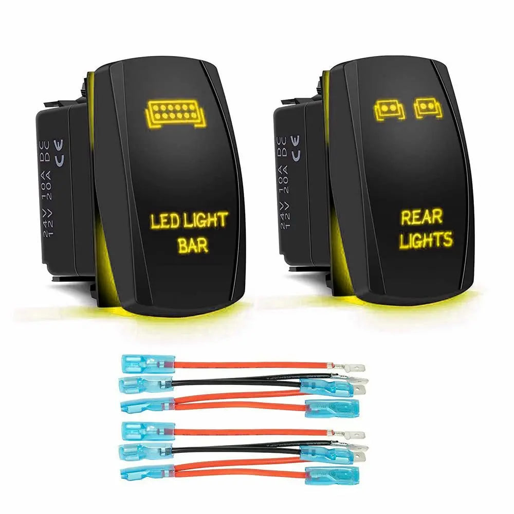 Rocker Switch SPST 5 Pin Dish Toggle On/Off Waterproof Marine Rocker Switch 12V 24V With Wires - Automotive LED Light