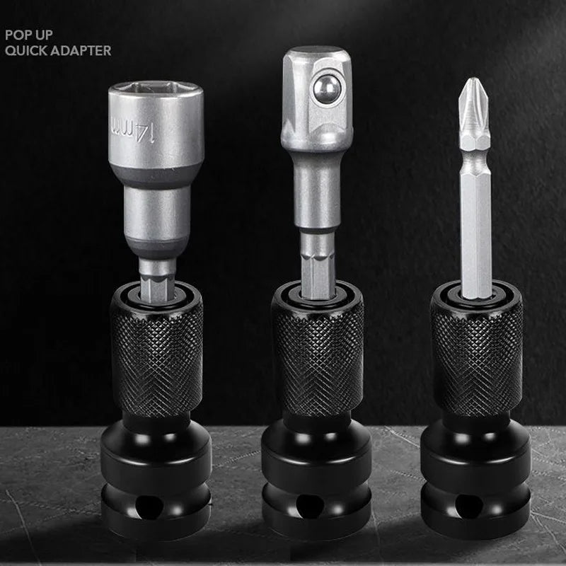 1/2PCS Electric Wrench Impact Wrench Drill Adapter 1/2 To 1/4 Hex Converter Socket Extension Bit - Automotive LED Light