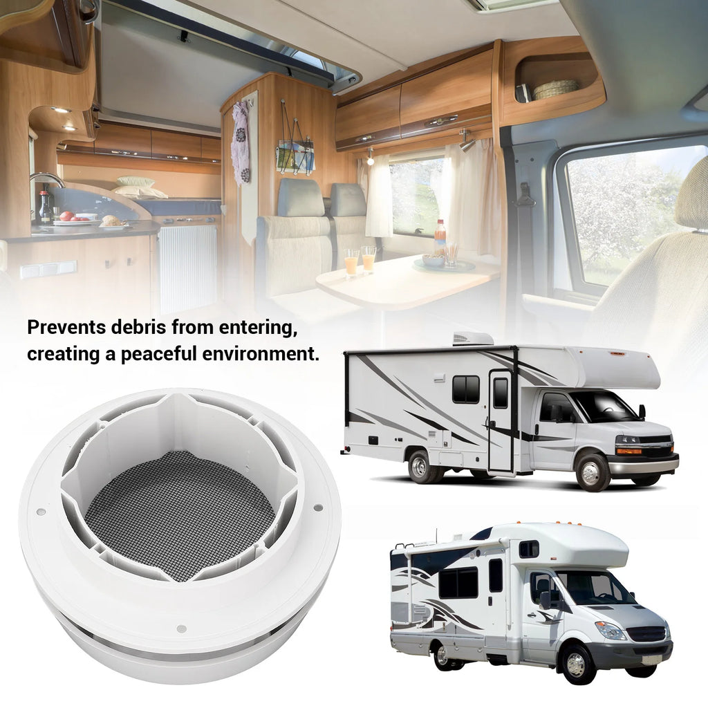 RV Roof Vent Cap 155mm Air Exchange Oxidation Resistant Round Mushroom Ventilation Cap with Mesh - Automotive LED Light