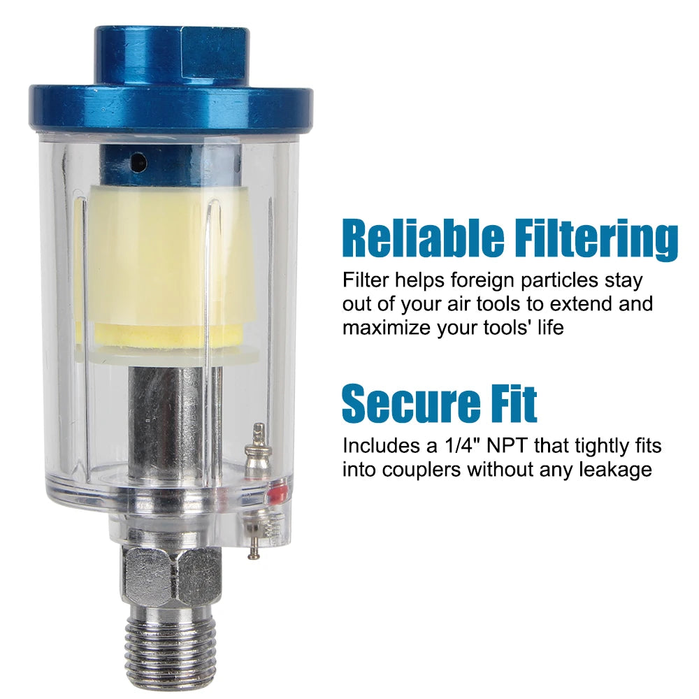 EU Adapter Oil-Water Separator Filter Pneumatic Tools For Airbrush 1/4" Thread Spray Gun Air Reg - Automotive LED Light