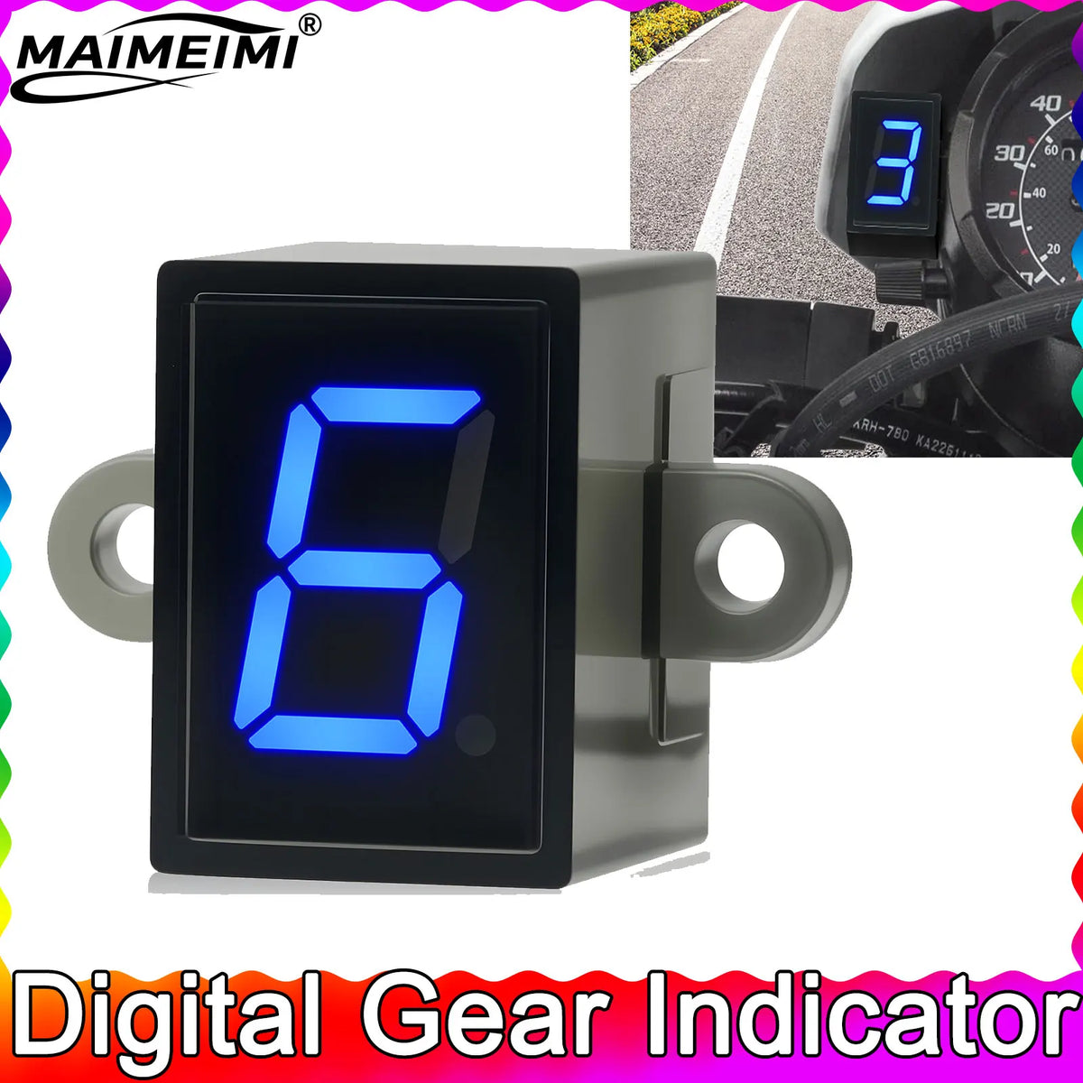 AD Digital Gear Indicator Universal 6 Speed Motorcycle Motorbike Digital Gear Indicator LED Disp - Automotive LED Light