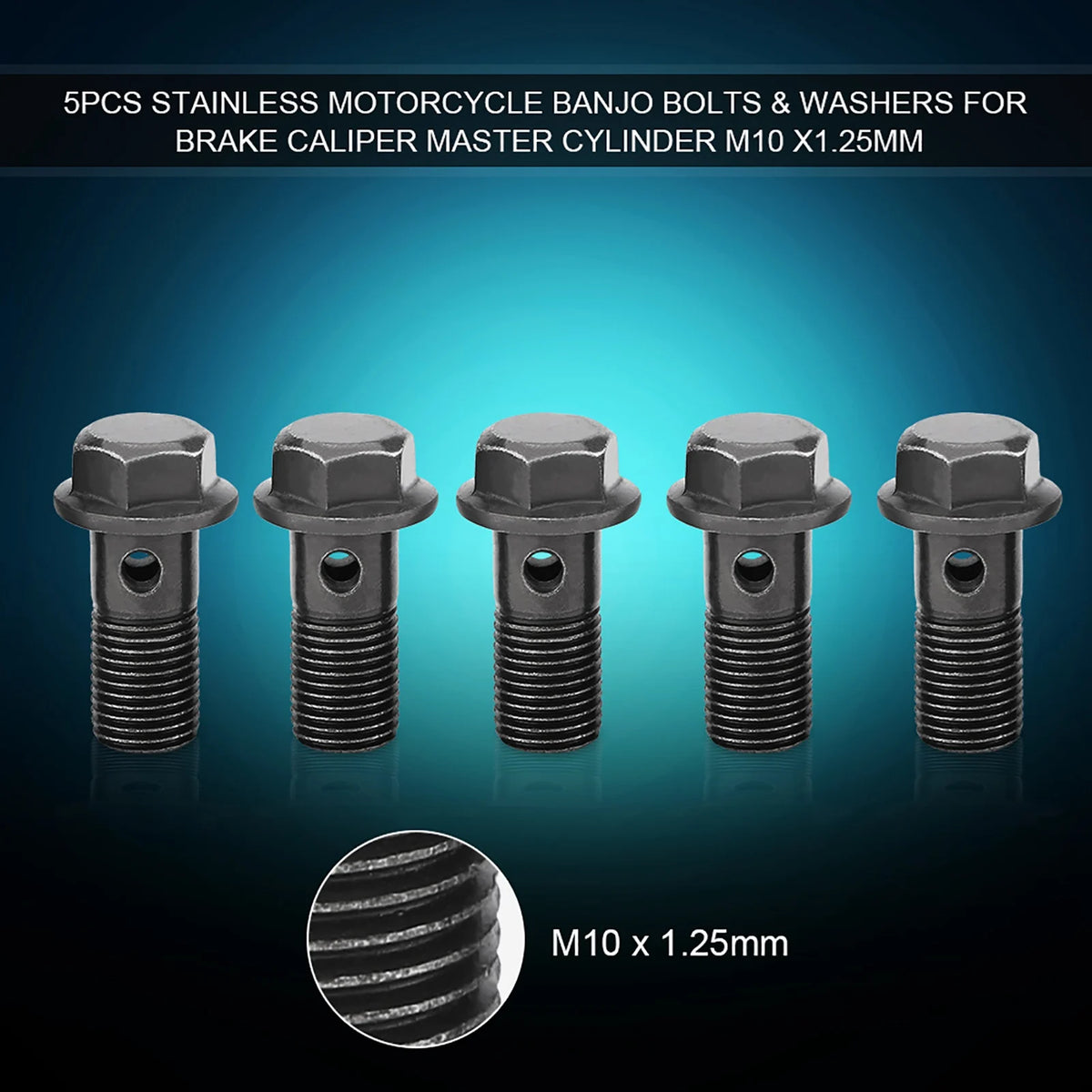 5PCS M10x1.25/M10 x1.0MM Motorcycle ATV Off-Road Scooter Stainless Brake Banjo Bolt Caliper Mast - Automotive LED Light