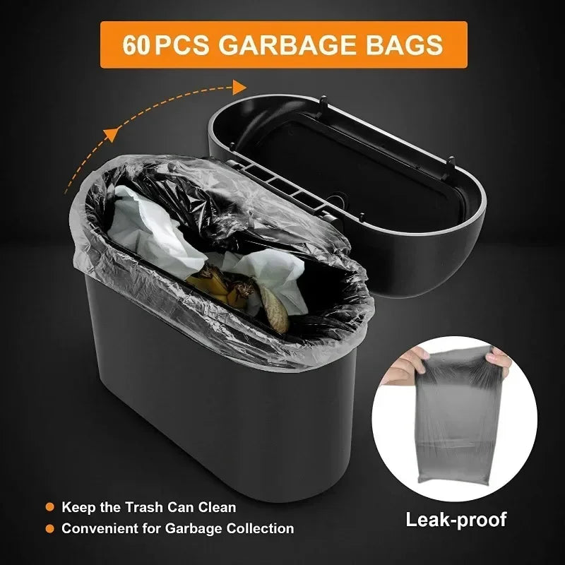 Car Trash Can with Lid Hanging Dustbin Garbage Box Car Interior Storage Case Trash Door Seat Cli - Automotive LED Light