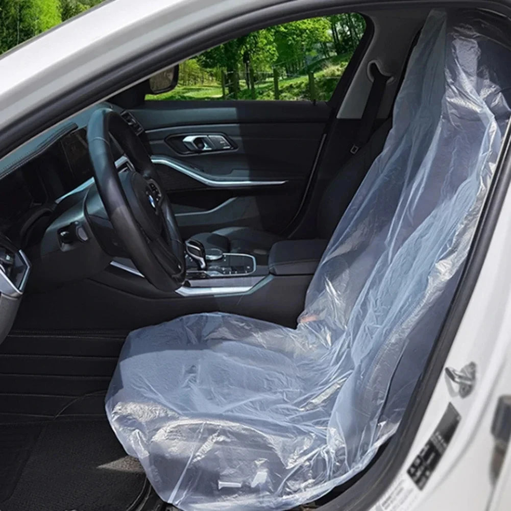100Pcs Disposable Car Seat Covers Protective Anti-Fouling Waterproof Dustproof Protector Univers - Automotive LED Light