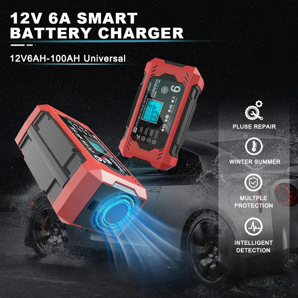 6A 12V Household Storage Battery Chargers For AGM Gel Lead Acid Batteries Charging Intelligent P - Automotive LED Light
