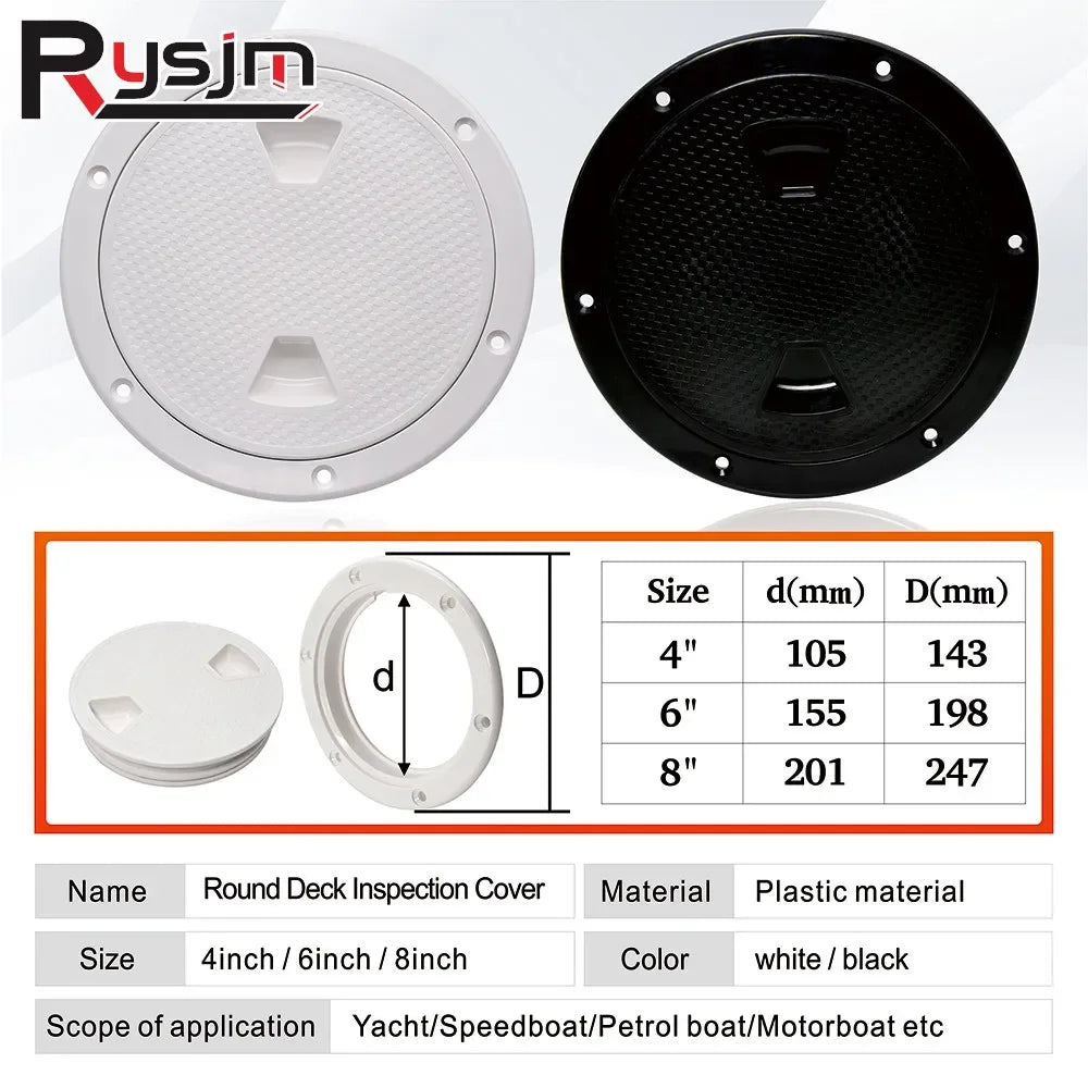 ABS Plastic Round Non-Slip Inspection Hatches with Detachable Cover Marine Screw Out Access Hatc - Automotive LED Light