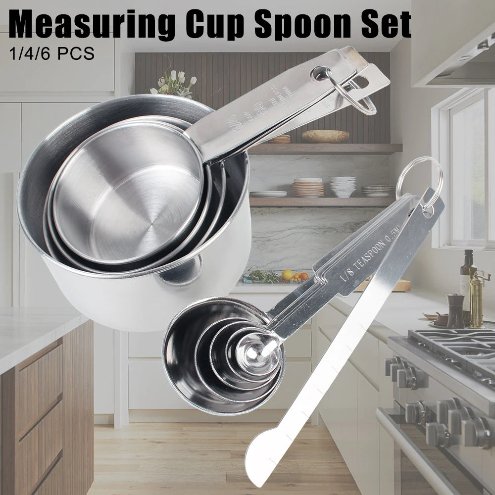 Stackable Measuring Cups and Spoons Set Baking Tools Stainless Steel Coffee Measuring Spoon Kitc - Automotive LED Light