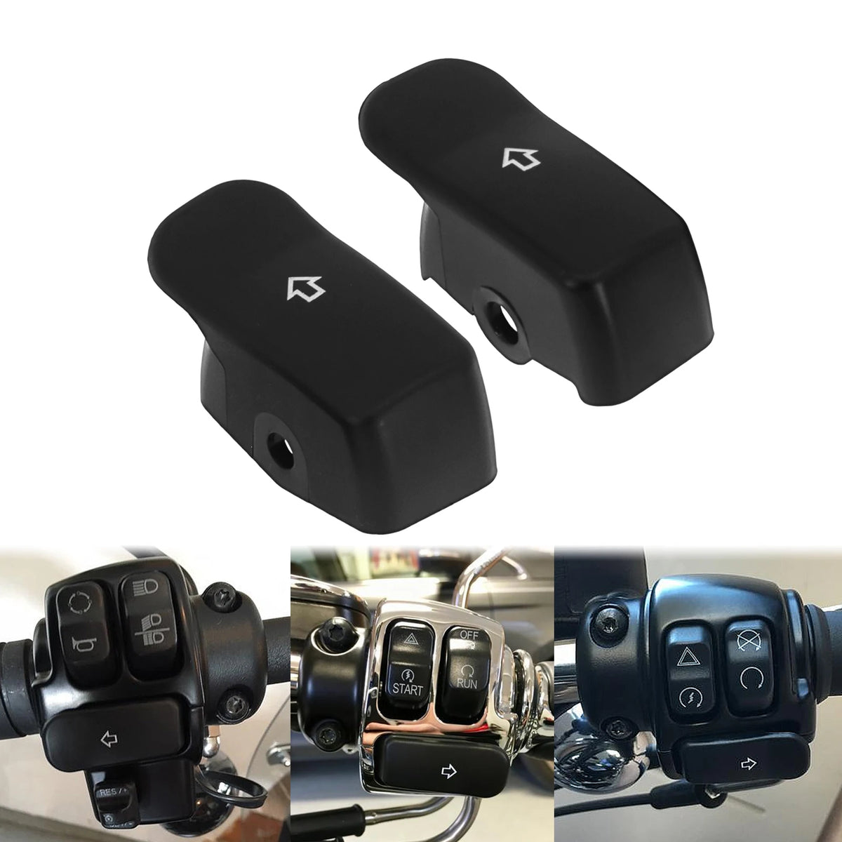 Motorcycle Turn Signal Extension Cap Switch Button Extended Cover Black/Chrome For Harley Softai - LED Motorcycle Light