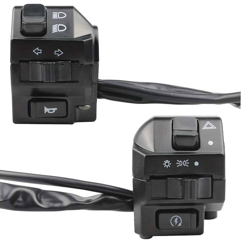 Motorcycle Universal Handlebar Turn Signal Control Switch 7/8" 22MM Black Motorbike Horn Headlig - LED Motorcycle Light