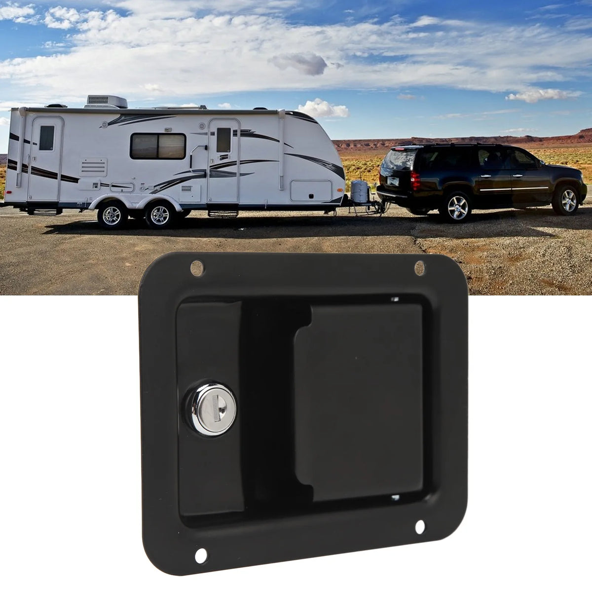 Tool Box Handle Latch with 2 Keys Flush Mount Steel Construction Heavy Duty for RVs Trucks Trail - Automotive LED Light