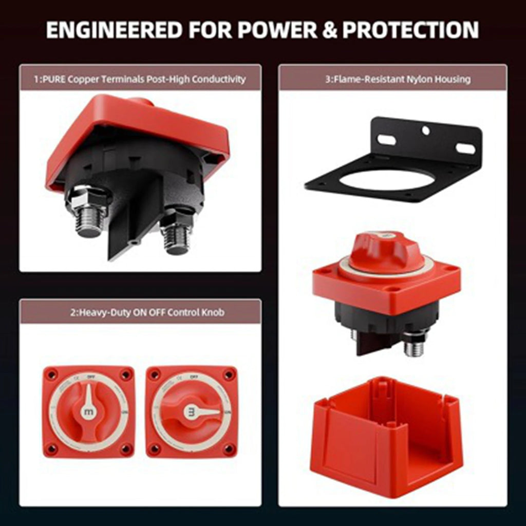 RV Marine Battery Disconnect Switch 12-48V Heavy Duty Battery Power Cut Off Switch On Off for Bo - Automotive LED Light