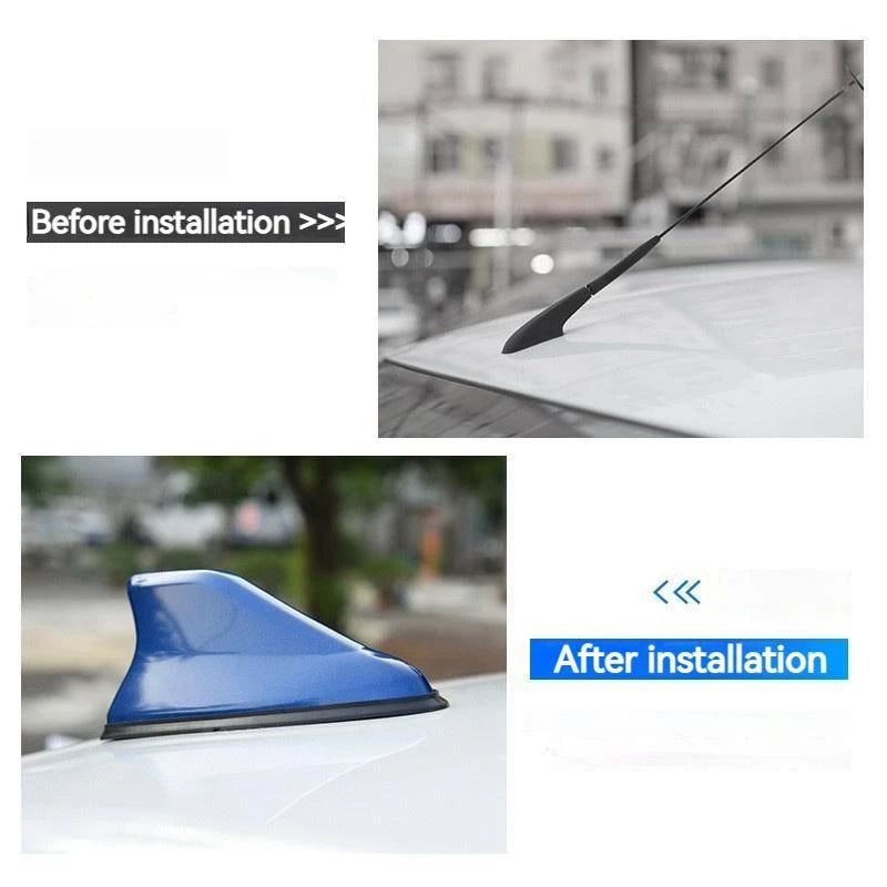 17cm Car Roof Shark Fin Antenna Cover Sticker Carbon Fiber Universal Auto Radio AM FM Antenna Si - Automotive LED Light