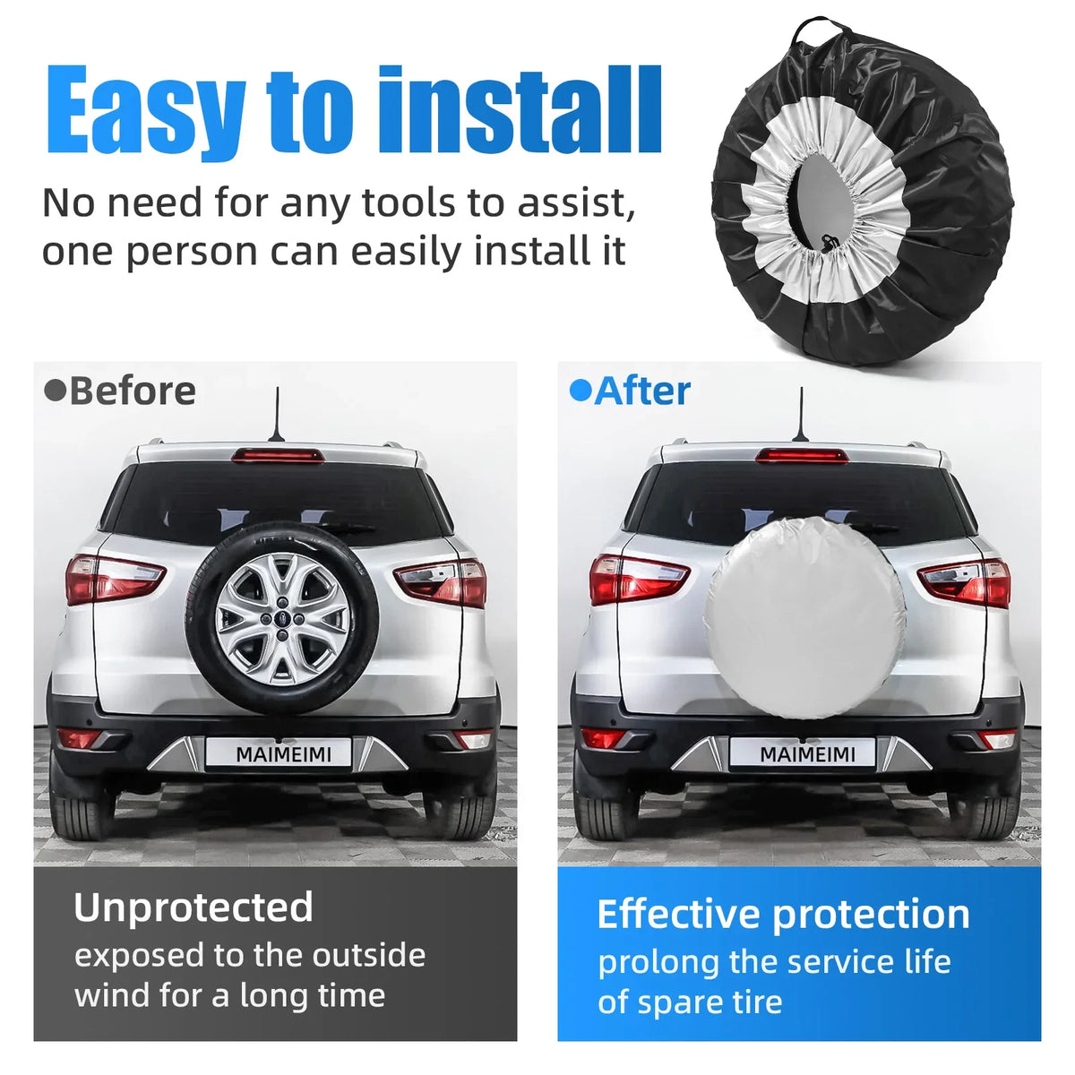 13-19inch 19-23inch Car SUV Spare Tire Cover Case White Tire Wheel Bag Tyre Spare Storage Tote O - Automotive LED Light
