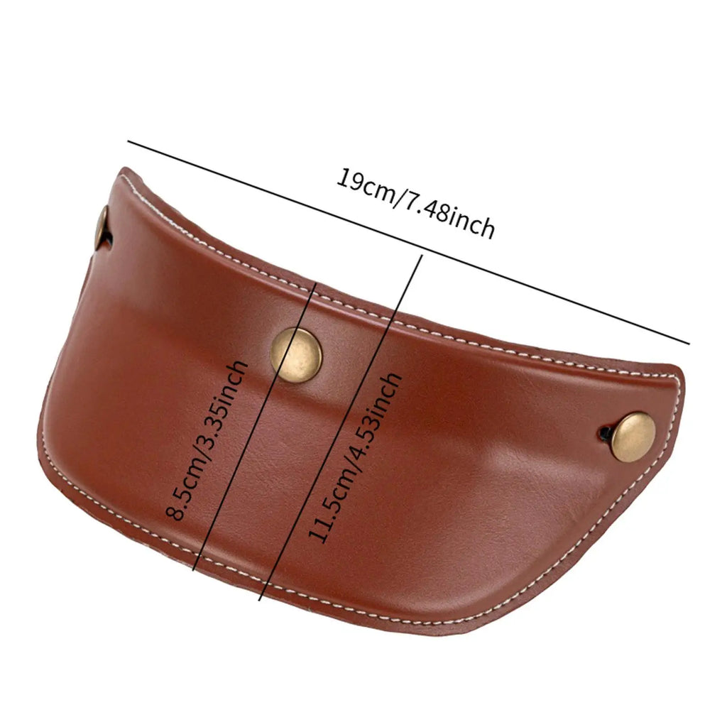 Universal Motorcycle Helmet Visor PU Leather PC 3 Snap Peak Sun Shade for Open Face Half Helmets - Automotive LED Light