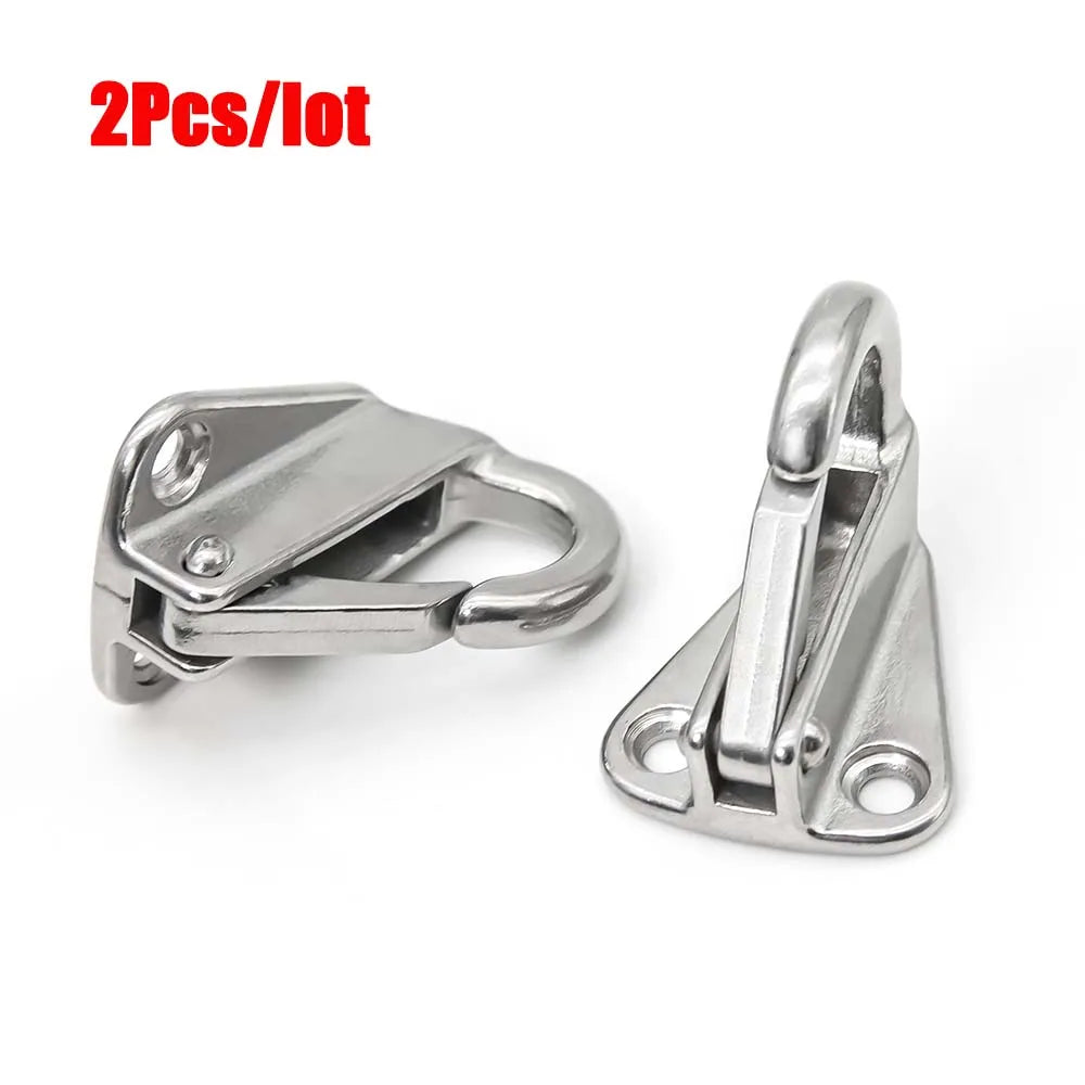 1/2Pcs 316 Stainless Steel Marine Spring Snap Fending Hook Boat Locked Fender Eye Plate Hanging  - Automotive LED Light
