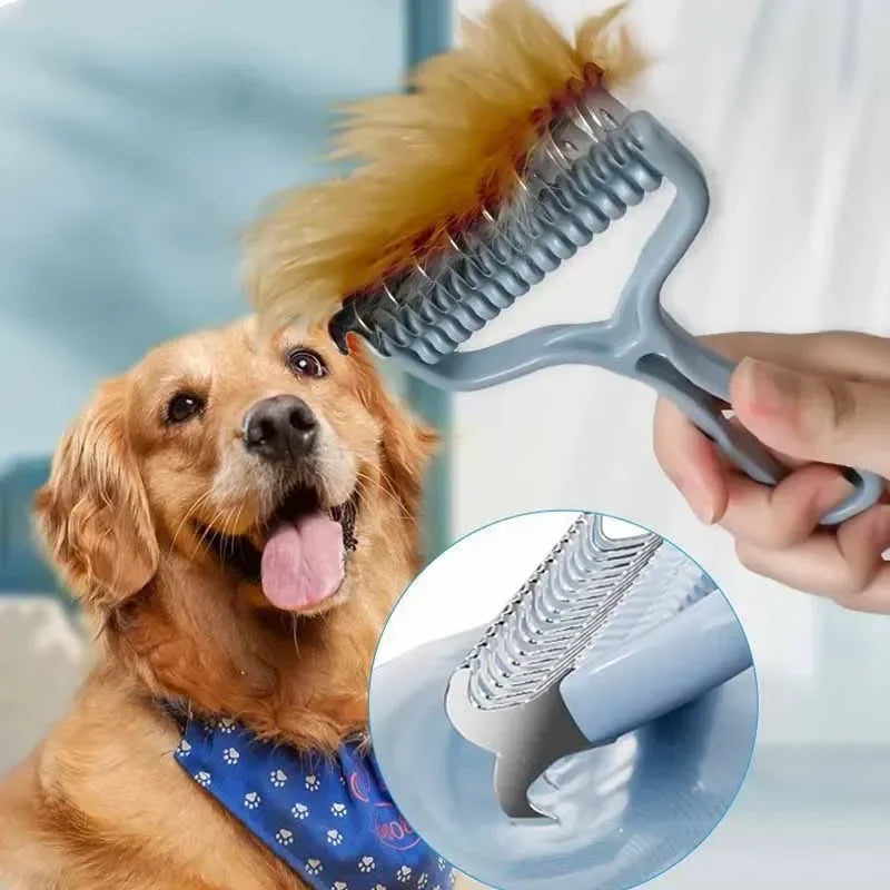 Cat Brush Pet Knot Comb 2 in 1 Dogs Cat Fur Knot Cutter Pets Hair Removal Comb Dog Grooming Shed - Automotive LED Light