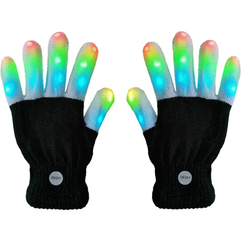 LED Light Night Glowing Gloves Finger Lighting Flashing Glow Mittens Glitter Gloves for Entertai - Automotive LED Light